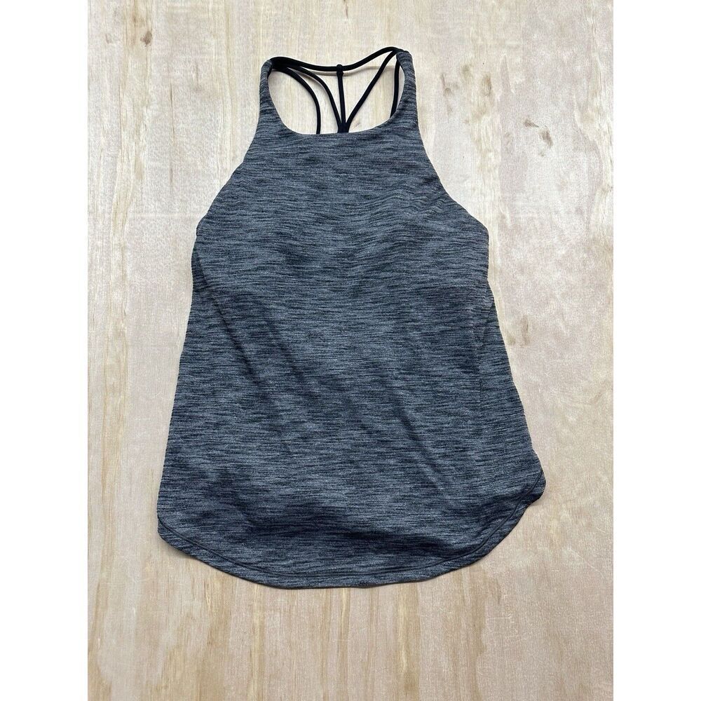 Lululemon Raise The Barre Open Back Strappy Tank Heathered Black Size 6